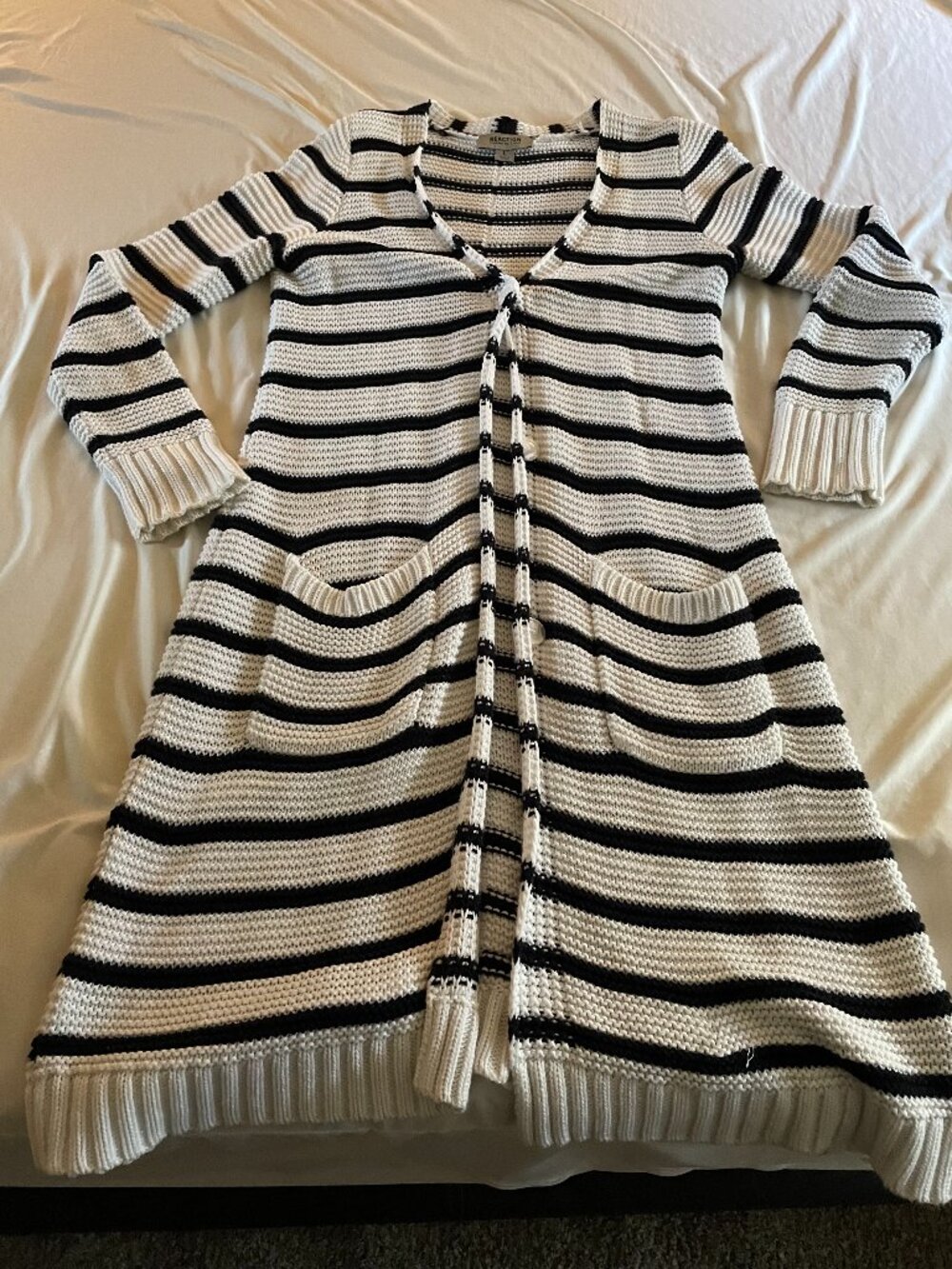 Kenneth Cole Reaction navy and white striped sweater
